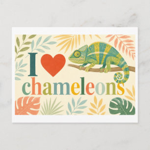 "Ich [Herz] Chamäleons" Postkarte