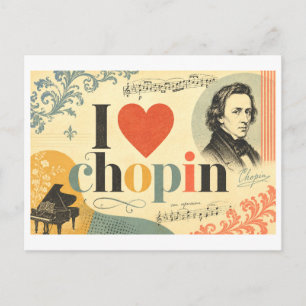 "Ich [Herz] Chopin" Postkarte
