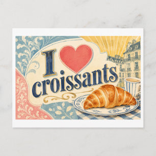 "Ich [Herz] Croissants" Postkarte