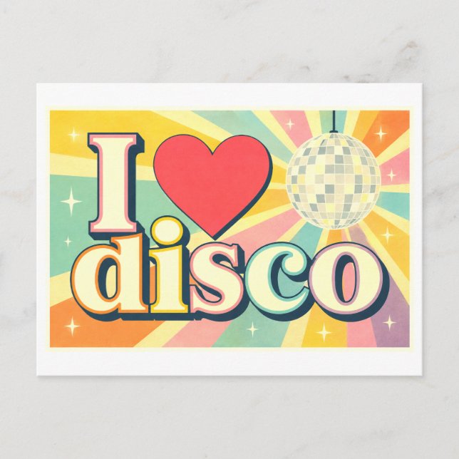 "Ich [Herz] Disco" Postkarte (Vorderseite)