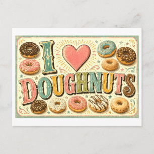 "Ich [Herz] Donuts" Postkarte
