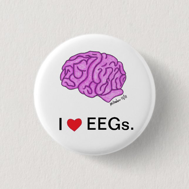 "Ich [Herz] EEGs" Knopf Button (Vorderseite)