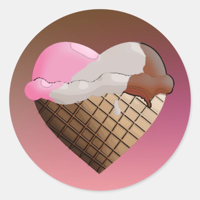 Ich (Herz) Eiscreme! neapolitan Runder Aufkleber (Vorderseite)