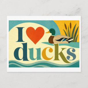 "Ich [Herz] Enten" Postkarte