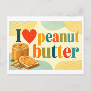 "Ich [Herz] Erdnussbutter" Postkarte