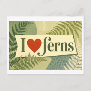 "Ich [Herz] Farne" Postkarte