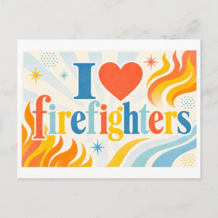 "Ich [Herz] Feuerwehrleute" Postkarte