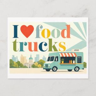"Ich [Herz] Food Trucks" Postkarte