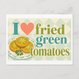 "Ich [Herz] frittierte grüne Tomaten" Postkarte