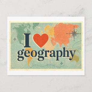 "Ich [Herz] Geografie" Postkarte