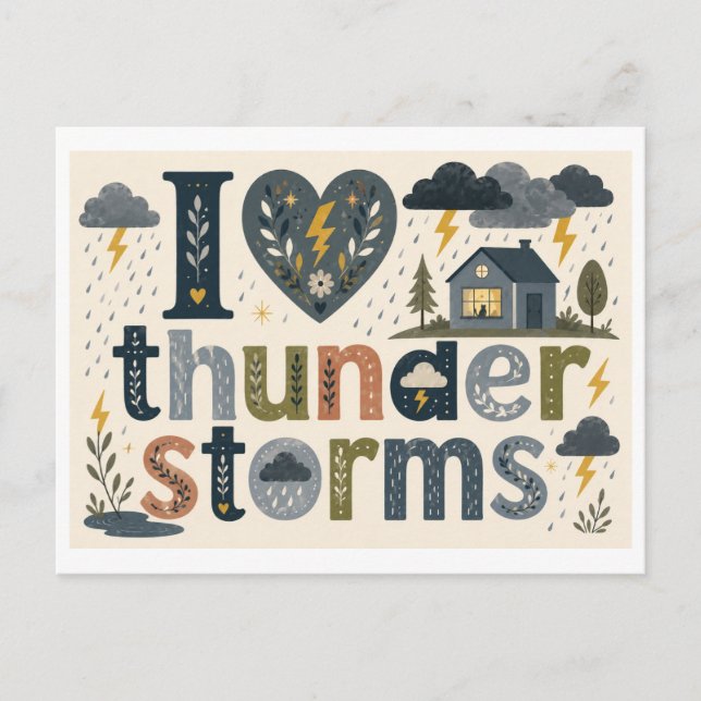 "Ich [Herz] Gewitter" Postkarte (Vorderseite)