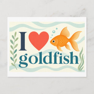 "Ich [Herz] Goldfische" Postkarte