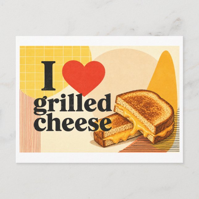 "Ich [Herz] Grillkäse" Postkarte (Vorderseite)