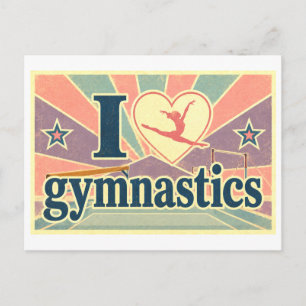 "Ich [Herz] Gymnastik" Postkarte