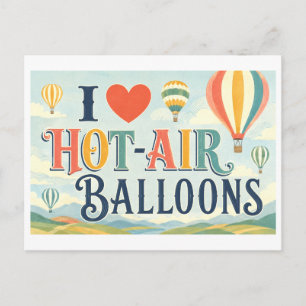 "Ich [Herz] Heißluftballons" Postkarte