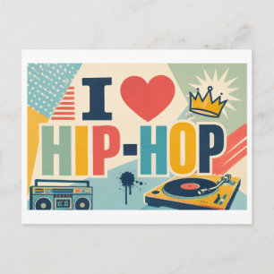 "Ich [Herz] Hip-Hop" Postkarte