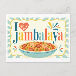 "Ich [Herz] Jambalaya" Postkarte