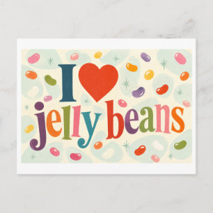 "Ich [Herz] Jelly Beans" Postkarte