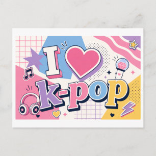 "Ich [Herz] K-Pop" Postkarte