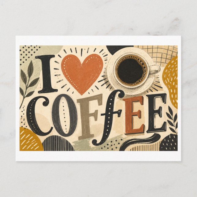 Ich [Herz] Kaffee Postkarte (Vorderseite)