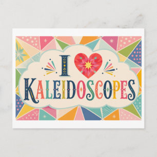 "Ich [Herz] Kaleidoskope" Postkarte