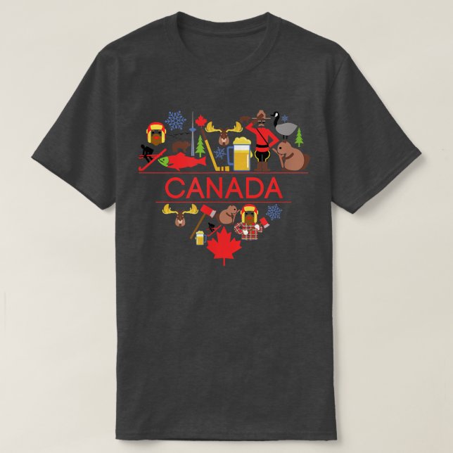 Ich Herz KanadaKanadische LiebeCute Kanada T-Shirt (Design vorne)
