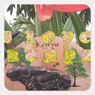 Ich (Herz) Kenia Büffel Patch/Druck Quadratischer Aufkleber
