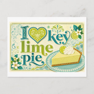"Ich [Herz] Key Lime Pie" Postkarte