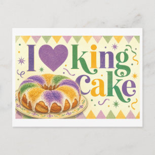 "Ich [Herz] King Cake" Postkarte