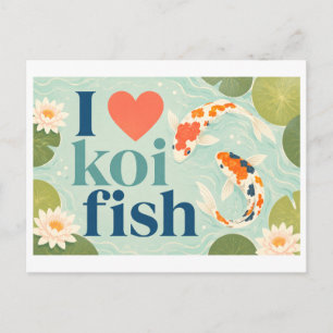 "Ich [Herz] Koi-Fische" Postkarte