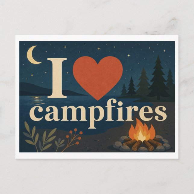 "Ich [Herz] Lagerfeuer" Postkarte (Vorderseite)