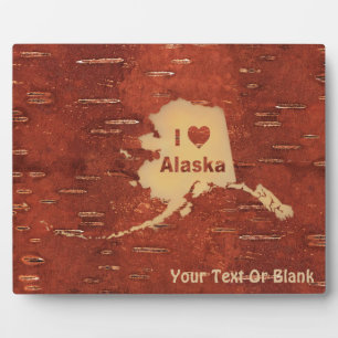 Ich herz (Liebe) Alaska auf der Birkenhalde Fotoplatte