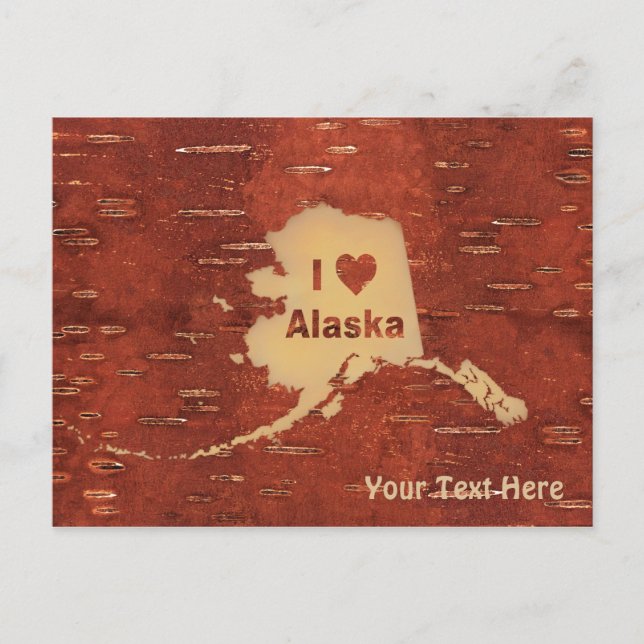 Ich herz (Liebe) Alaska auf der Birkenhalde Postkarte (Vorderseite)