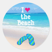 Ich Herz (Liebe) die Beach Flip Flops in den Sand