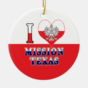 Ich Herz Liebe Mission Texas Keramik Ornament