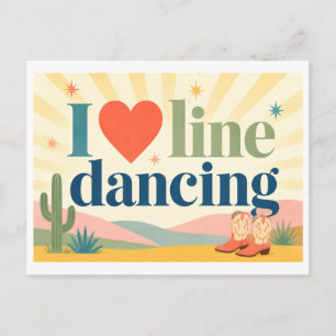 "Ich [Herz] Line Dance" Postkarte