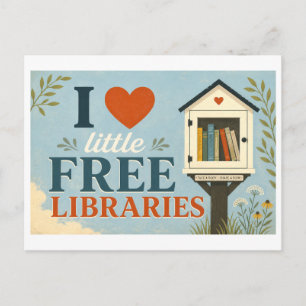 "Ich [Herz] Little Free Libraries" Postkarte