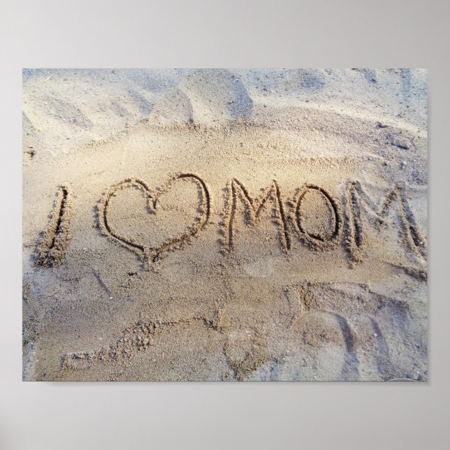 Ich Herz Mama, Liebe Worte auf sonnigen Sandstrand Poster (Vorne)
