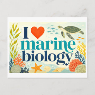 "Ich [Herz] Meeresbiologie" Postkarte