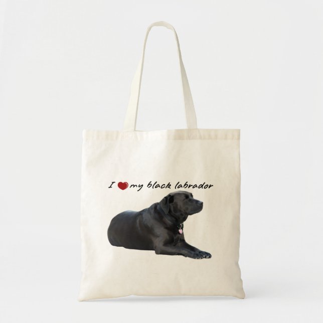 Ich "Herz" meine Labrador Retriever Worte mit Foto Tragetasche (Vorne)