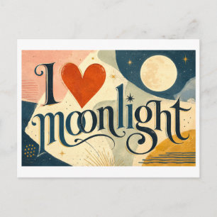 "Ich [Herz] Mondlicht" Postkarte