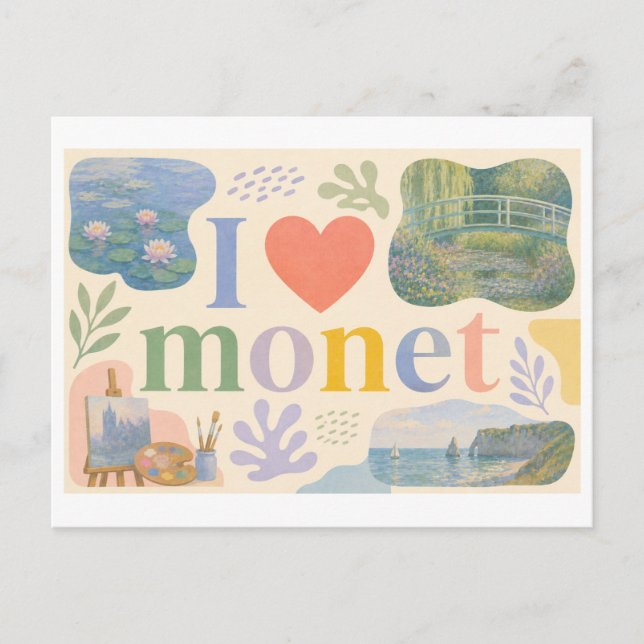 "Ich [Herz] Monet" Postkarte (Vorderseite)
