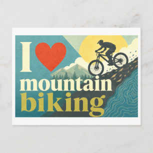 "Ich [Herz] Mountainbiken" Postkarte