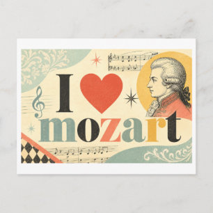 "Ich [Herz] Mozart" Postkarte