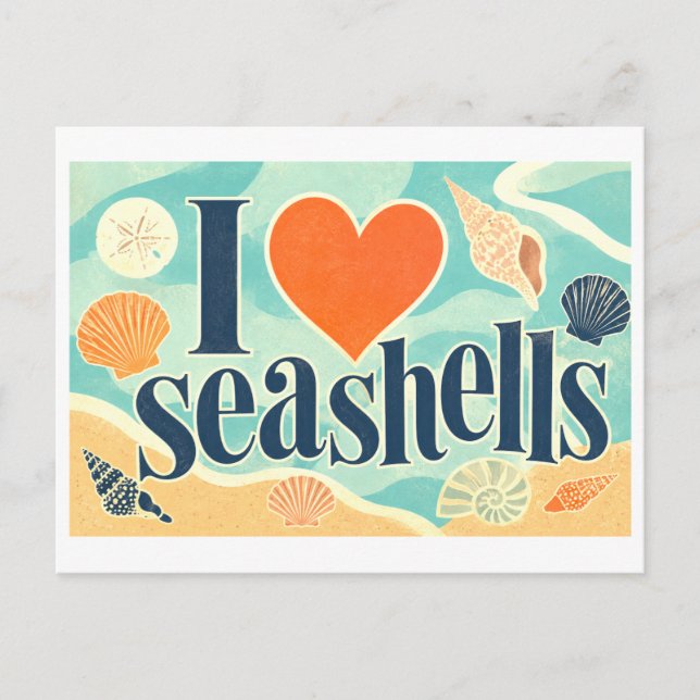 "Ich [Herz] Muscheln" Postkarte (Vorderseite)