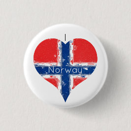 Ich Herz Norwegen gestörte gestrichene Herz-Fahne Button