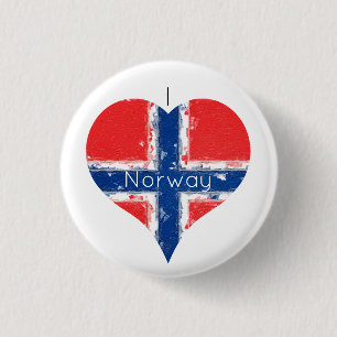Ich Herz Norwegen gestörte gestrichene Herz-Fahne Button
