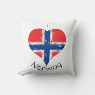 Ich Herz Norwegen gestörte gestrichene Herz-Fahne Kissen