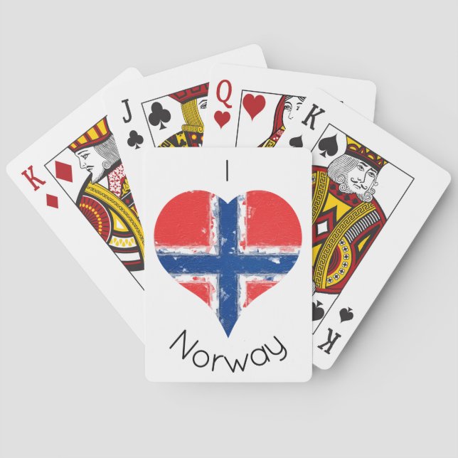 Ich Herz Norwegen gestörte gestrichene Herz-Fahne Spielkarten (Rückseite)