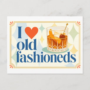 "Ich [Herz] Old Fashioneds" Postkarte